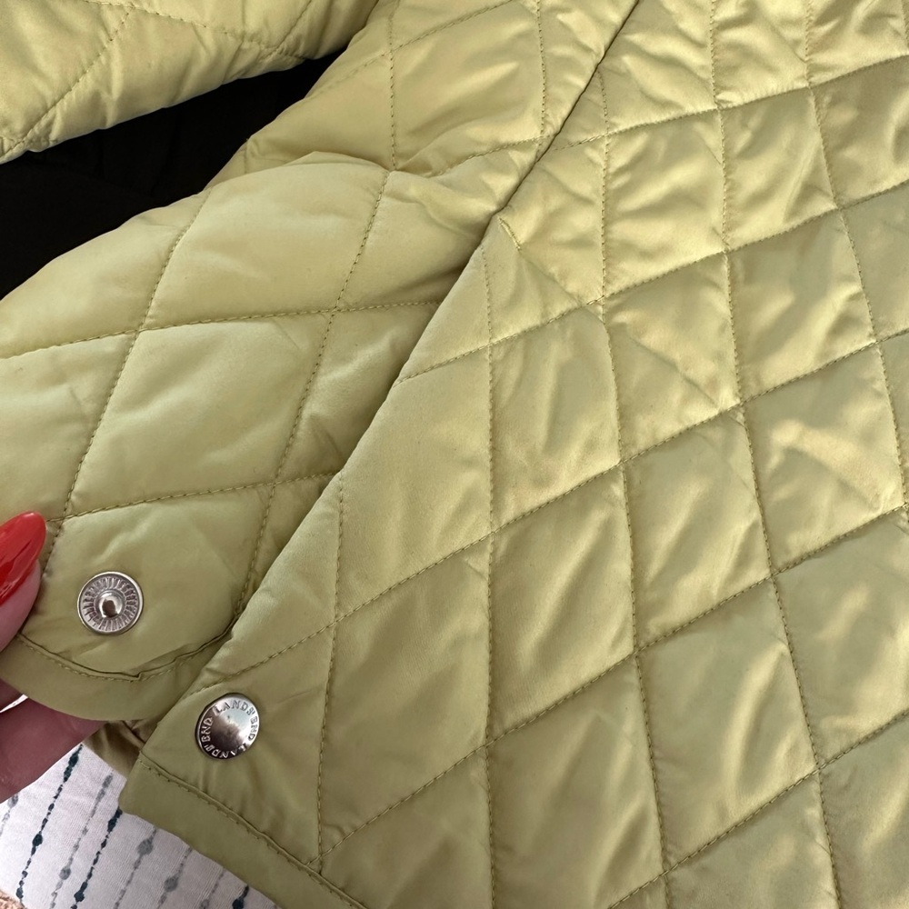 Lands’ End Quilted Jacket Women Small Green Lightweight Zip Coat Snap Pockets - Picture 7 of 7